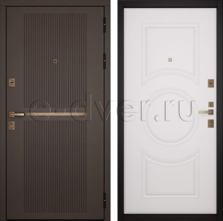Входная дверь в квартиру с современным дизайном/цвет коричневый и белый