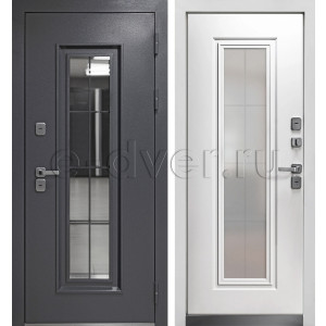 Дверь в коттедж со стеклом/Порошковое напыление и МДФ-панель