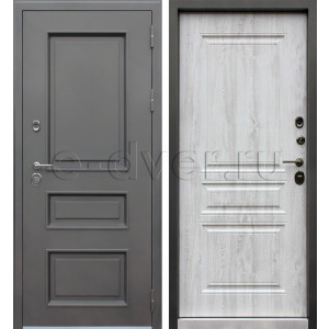 Стальная термо дверь порошок/МДФ цвет Серый/Беленый дуб
