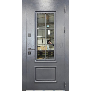 Дверь в частный дом с окном порошковое напыление (цвет пыльно-серый)