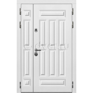 Двустворчатая белая дверь для частного дома МДФ