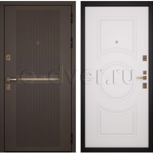 Входная дверь в квартиру с современным дизайном/цвет коричневый и белый