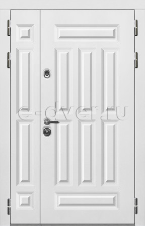 Двустворчатая белая дверь для частного дома МДФ