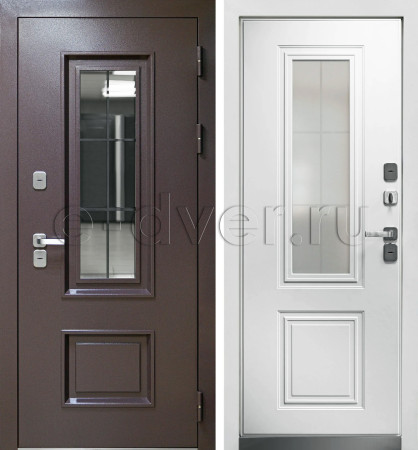 Дверь с порошковым покрытием и МДФ-панелью с окном