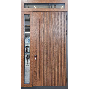 Полуторная дверь МДФ с боковой и верхней фрамугой