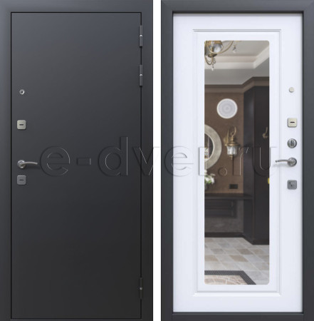 Дверь с терморазрывом/цвет серый и белый/зеркало