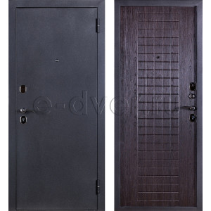 Металлическая дверь в квартиру с серым порошковым покрытием и МДФ цвет венге