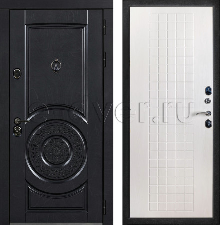 Дверь металлическая с отделкой МДФ цвет черный/белый