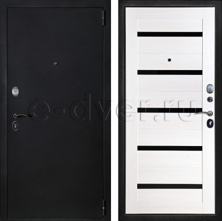Дверь с порошковым напылением и МДФ-панелью/цвет черный полночь и слоновая кость