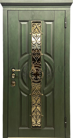 Дверь в коттедж с МДФ отделкой и тремя контурами уплотнения/цвет горчичный