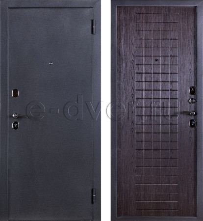 Металлическая дверь в квартиру с серым порошковым покрытием и МДФ цвет венге