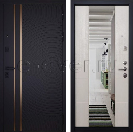 Современная дверь с зеркалом внутри МДФ