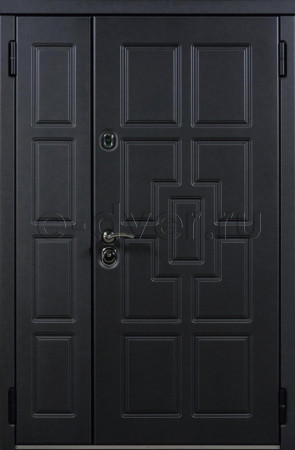 Черная двухстворчатая дверь с МДФ отделкой для частного дома