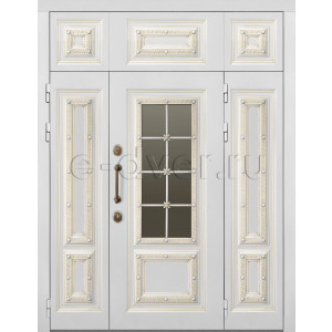 Трехстворчатая премиальная дверь белая со стеклом