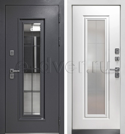 Дверь в коттедж со стеклом/Порошковое напыление и МДФ-панель