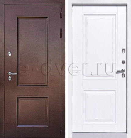 Классическая дверь с порошковым покрытием и МДФ отделкой/цвет медный и белый