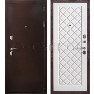 Дверь металлическая с порошковым напылением и МДФ/цвет антик медный и беленый дуб