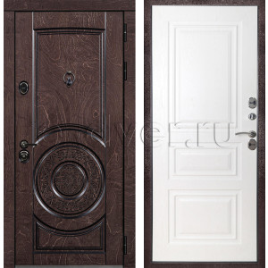 Стальная дверь МДФ-панель цвет орех/белый
