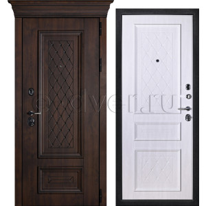 МДФ дверь с фигурным наличником в частный дом