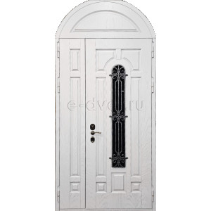 Арочная дверь с ковкой и стеклом/терморазрыв