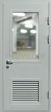 Входная дверь с вентиляционной решеткой и окном RAL-7042