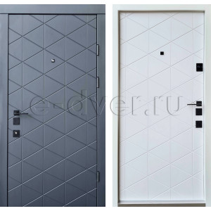 Входная дверь МДФ геометрия сетка серый шифер + жасмин