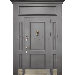 Парадная широкая дверь с верхней фрамугой/МДФ отделка