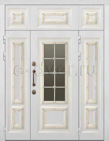 Трехстворчатая премиальная дверь белая со стеклом