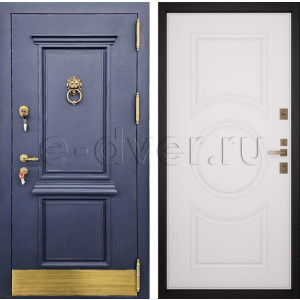 Дверь с порошковым напылением синего цвета для квартиры